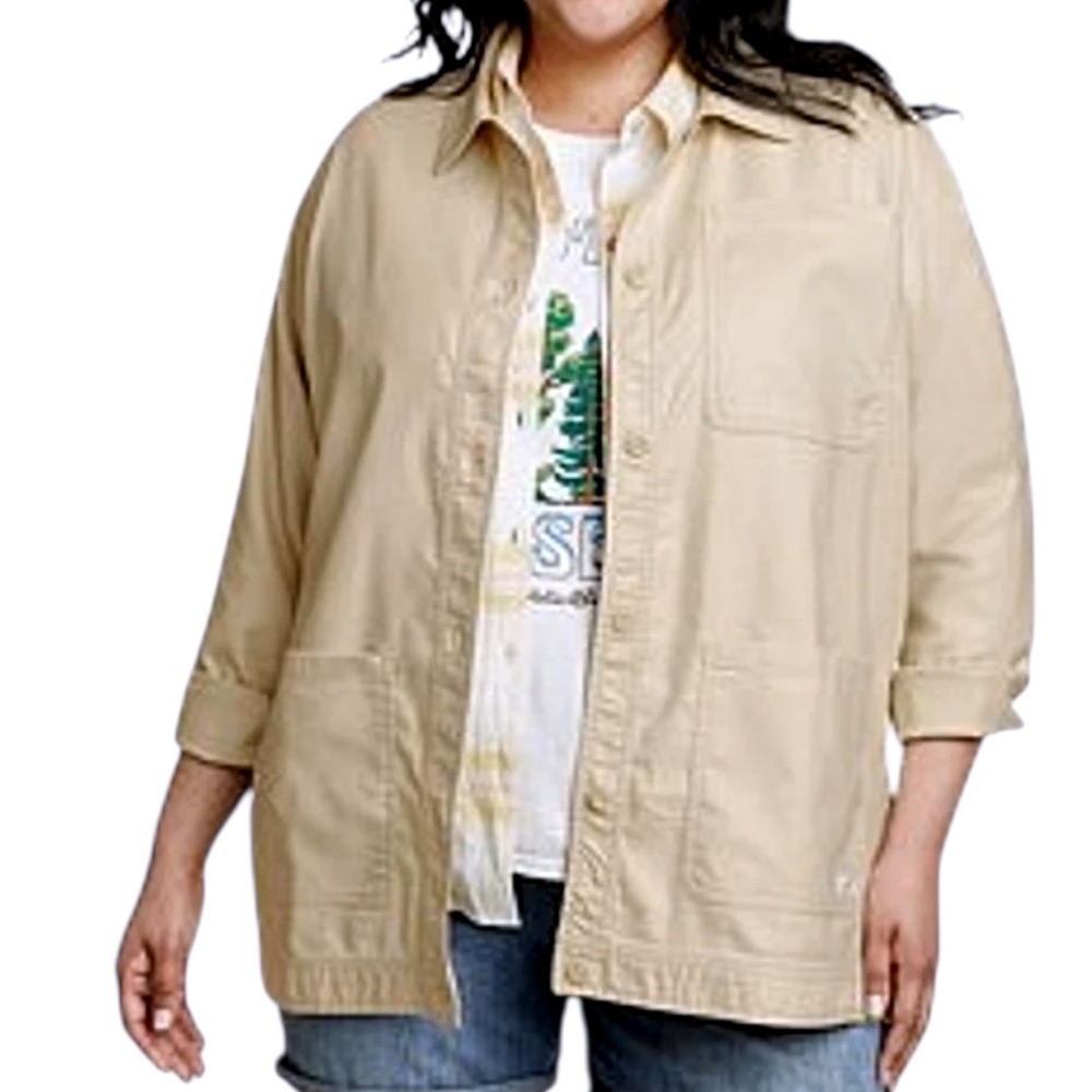 Eddie Bauer Womens Hemplify Utility Button Front Shirt Jacket Shacket Size 3X‎
